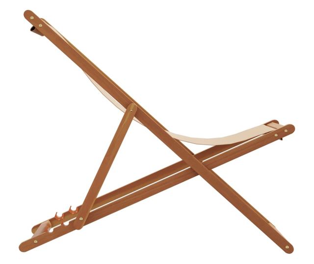 Сгъваеми плажни столове, 2 бр, бежов, плат и масивно дърво