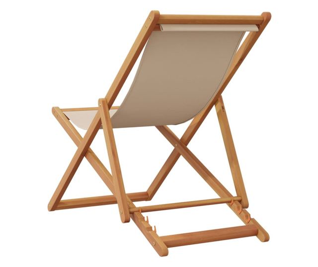 Сгъваеми плажни столове, 2 бр, бежов, плат и масивно дърво
