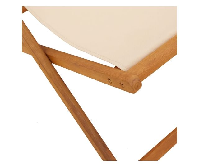 Сгъваеми плажни столове, 2 бр, бежов, плат и масивно дърво