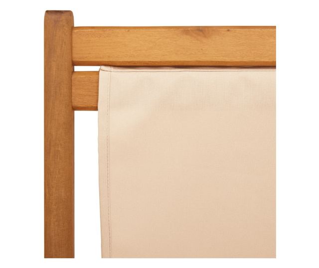 Сгъваеми плажни столове, 2 бр, бежов, плат и масивно дърво