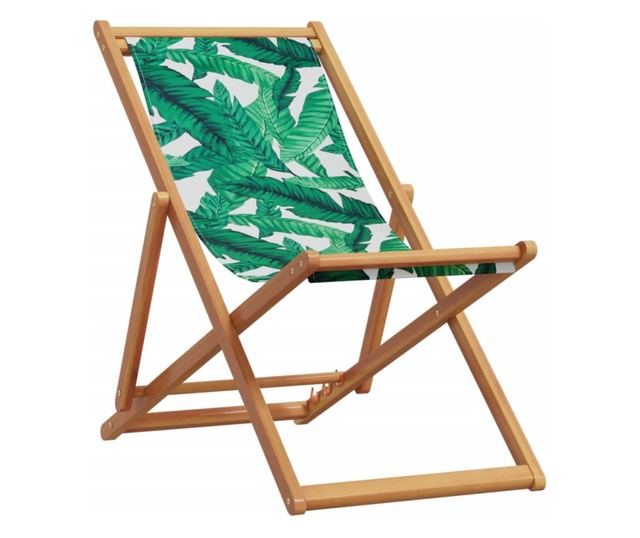 Сгъваеми плажни столове, 2 бр, на листа, плат и масивно дърво