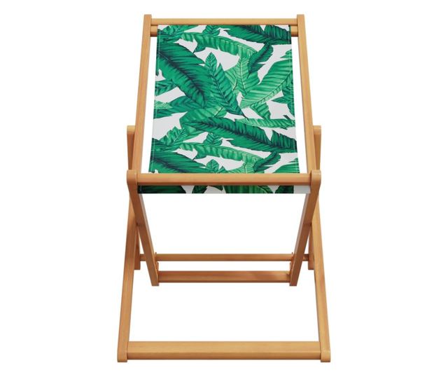 Сгъваеми плажни столове, 2 бр, на листа, плат и масивно дърво