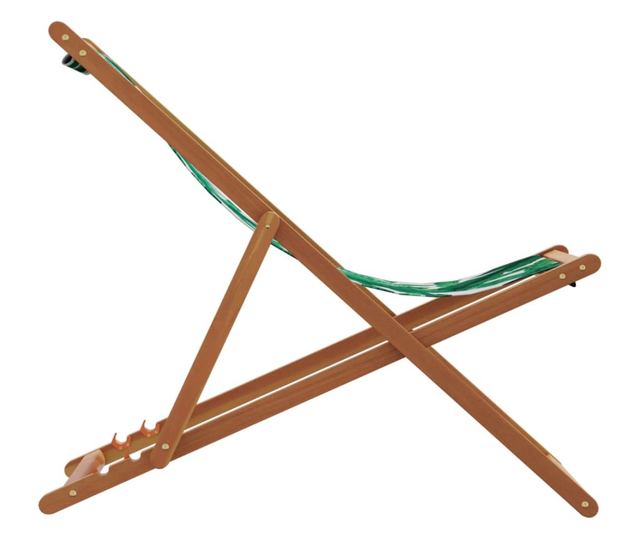 Сгъваеми плажни столове, 2 бр, на листа, плат и масивно дърво