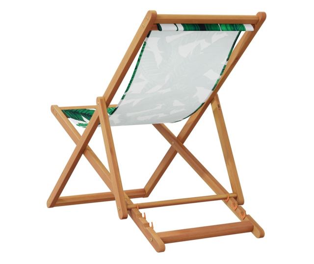 Сгъваеми плажни столове, 2 бр, на листа, плат и масивно дърво