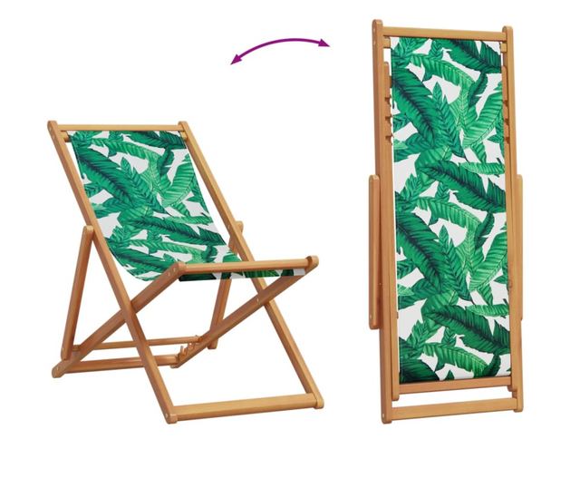Сгъваеми плажни столове, 2 бр, на листа, плат и масивно дърво
