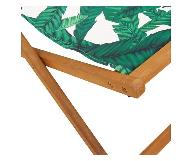 Сгъваеми плажни столове, 2 бр, на листа, плат и масивно дърво