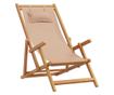 Сгъваеми плажни столове, 2 бр, таупе, плат и масивно дърво
