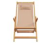 Сгъваеми плажни столове, 2 бр, таупе, плат и масивно дърво