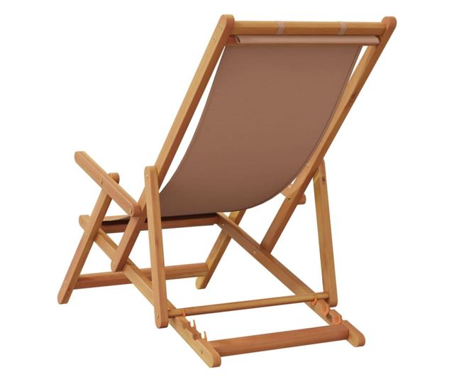 Сгъваеми плажни столове, 2 бр, таупе, плат и масивно дърво