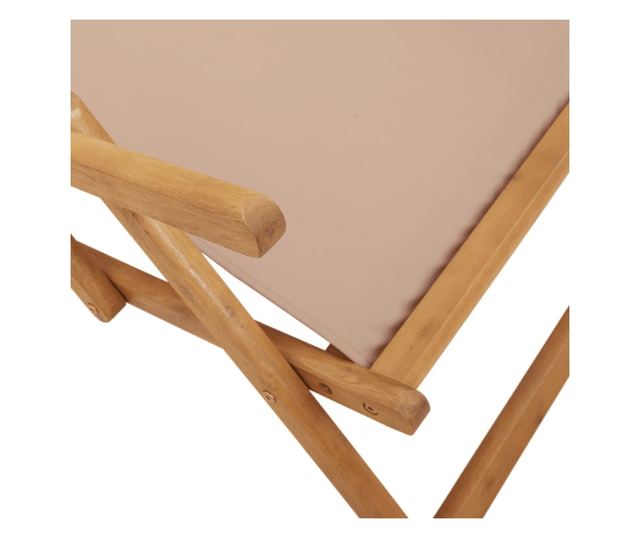 Сгъваеми плажни столове, 2 бр, таупе, плат и масивно дърво