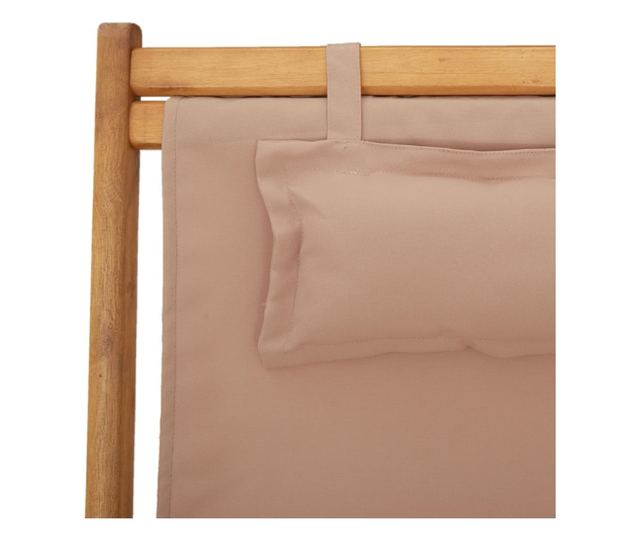 Сгъваеми плажни столове, 2 бр, таупе, плат и масивно дърво