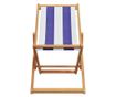 Сгъваеми плажни столове, 2 бр, син и бял, плат и масивно дърво
