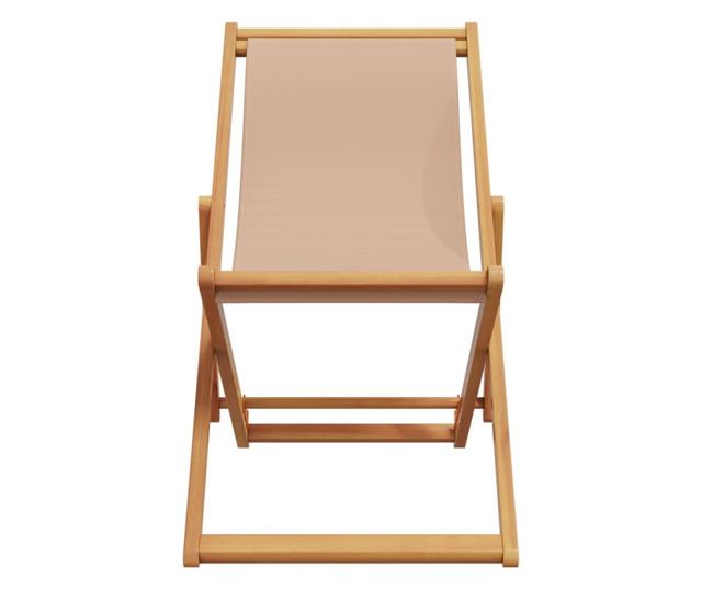 Сгъваеми плажни столове, 2 бр, таупе, плат и масивно дърво