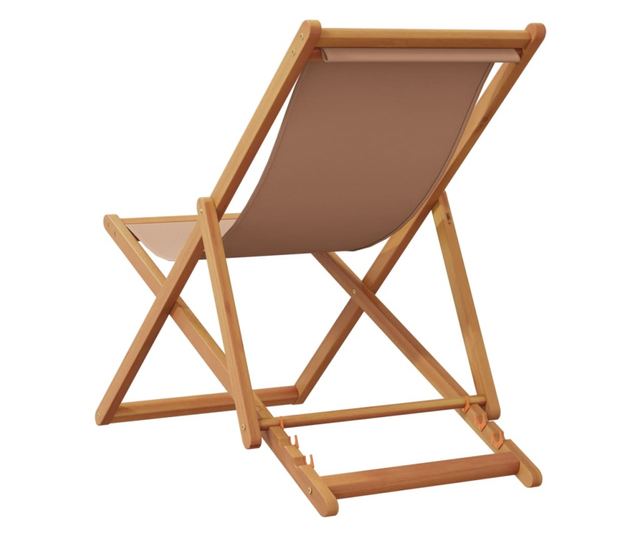 Сгъваеми плажни столове, 2 бр, таупе, плат и масивно дърво