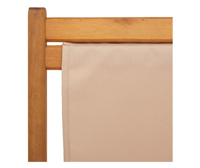 Сгъваеми плажни столове, 2 бр, таупе, плат и масивно дърво