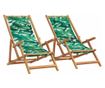 Сгъваеми плажни столове, 2 бр, на листа, плат и масивно дърво
