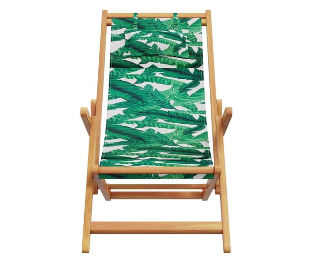 Сгъваеми плажни столове, 2 бр, на листа, плат и масивно дърво