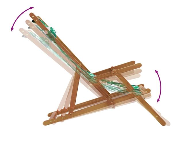 Сгъваеми плажни столове, 2 бр, на листа, плат и масивно дърво