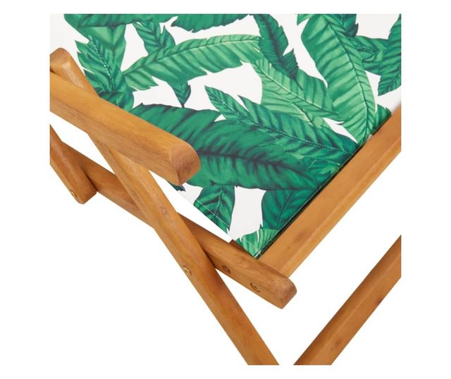 Сгъваеми плажни столове, 2 бр, на листа, плат и масивно дърво