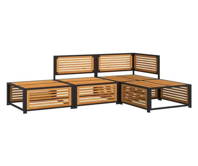 Градински диван от 4 части, с възглавници, масивна акация