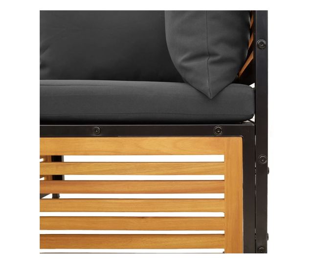 Градински диван от 4 части, с възглавници, масивна акация