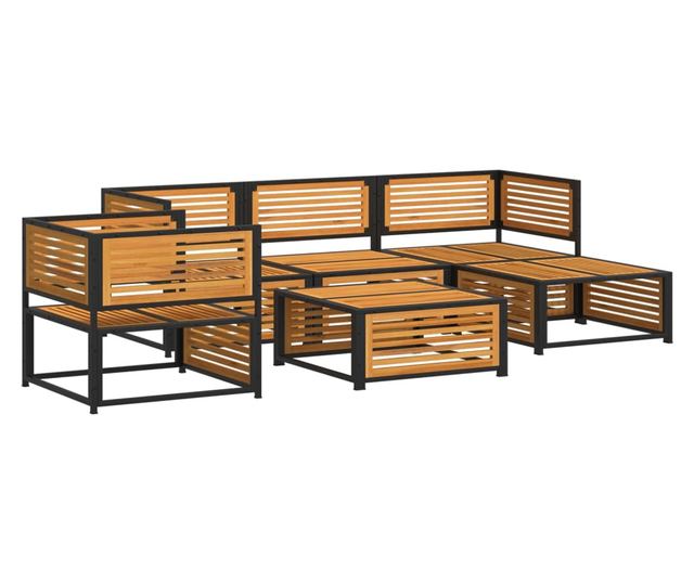 Градински диван с възглавници, 6 части, масив акация