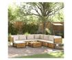 Градински комплект диван с възглавници, 9 части, акация масив