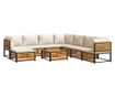 Градински комплект диван с възглавници, 9 части, акация масив