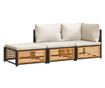 Градински комплект диван с възглавници, 3 части, акация масив