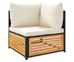 Градински комплект диван с възглавници, 3 части, акация масив