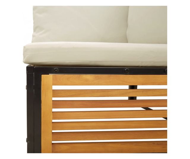 Градински комплект диван с възглавници, 3 части, акация масив