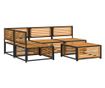 Градински комплект диван с възглавници, 5 части, акация масив
