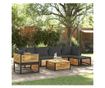 Градински комплект диван, 7 части, с възглавници, акация масив