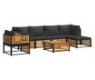 Градински комплект диван, 7 части, с възглавници, акация масив