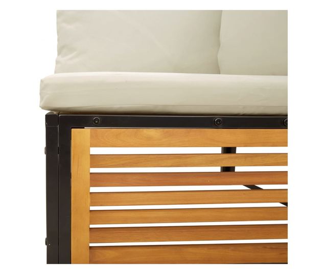 Градински комплект диван с възглавници, 5 части, акация масив