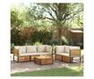 Градински диван с възглавници, 6 части, масив акация