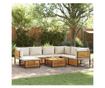 Градински комплект диван с възглавници, 8 части, акация масив