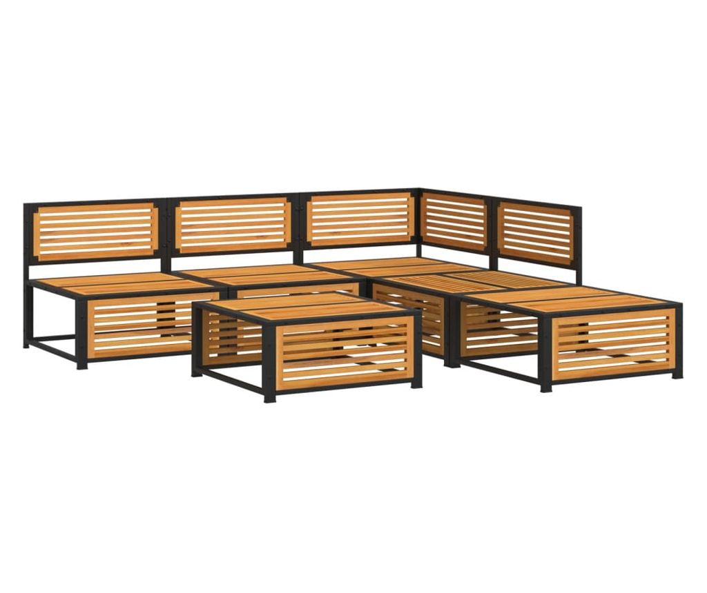 Градински диван с възглавници, 6 части, масив акация - 3