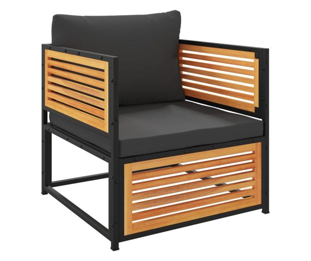 Градински комплект диван, 7 части, с възглавници, акация масив