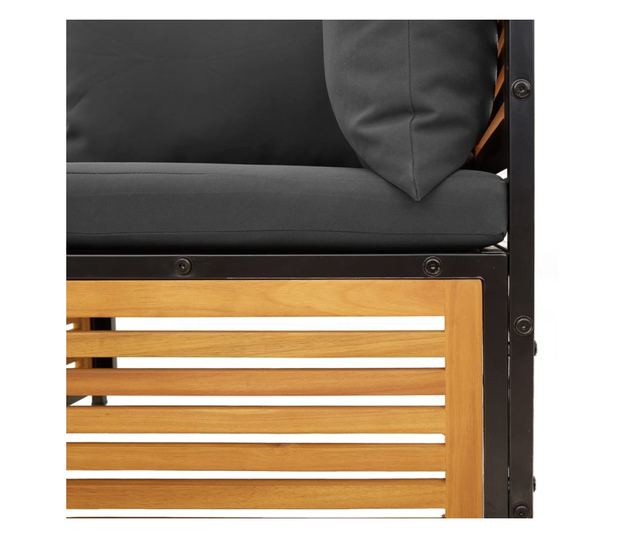 Градински диван с възглавници, 6 части, масив акация