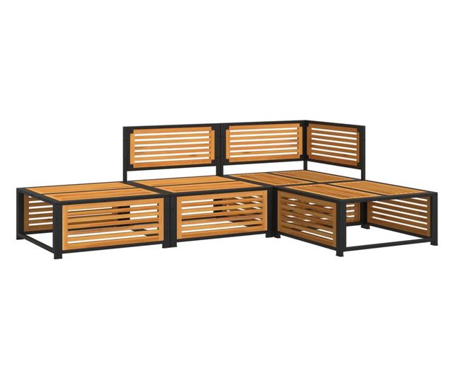 Градински диван от 4 части, с възглавници, масивна акация