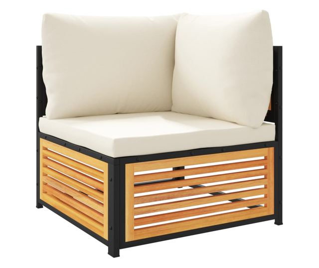 Градински комплект диван с възглавници, 5 части, акация масив