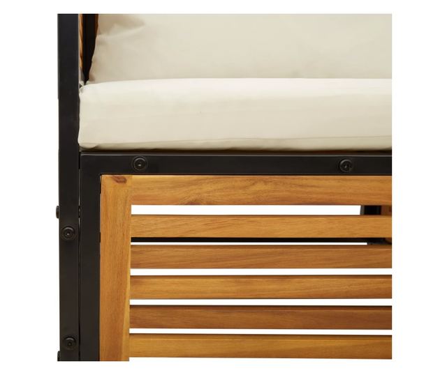 Градински комплект диван с възглавници, 5 части, акация масив