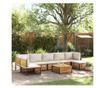 Градински комплект диван с възглавници, 8 части, акация масив