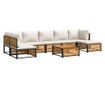 Градински комплект диван с възглавници, 8 части, акация масив