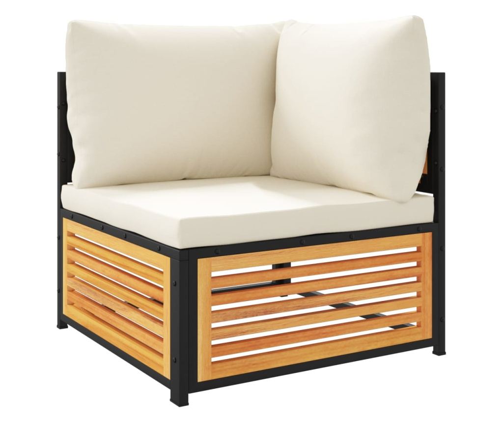 Градински диван с възглавници, 6 части, масив акация - 4