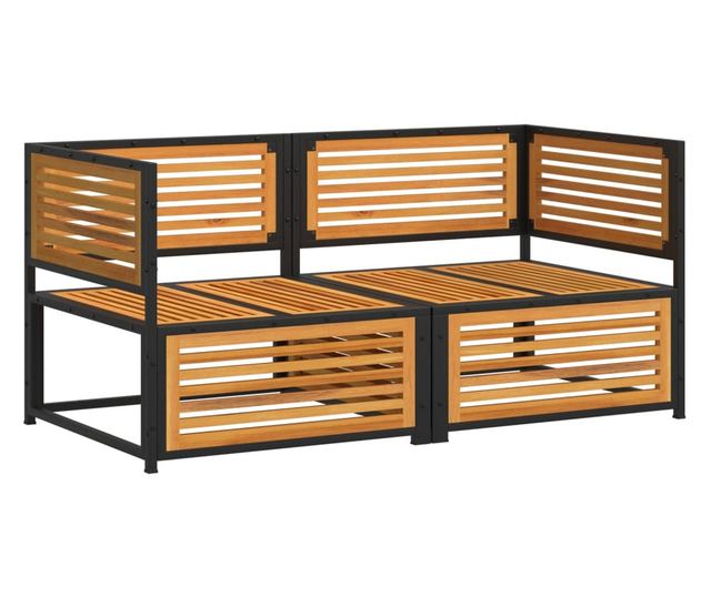 Градински комплект дивани с възглавници от 2 части акация масив