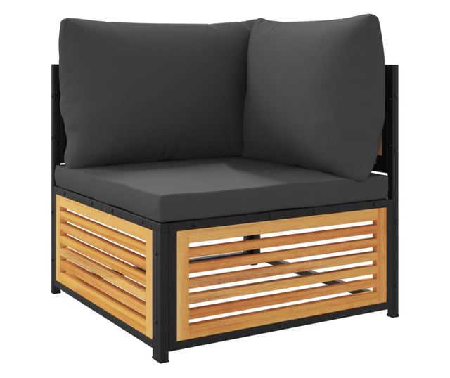 Градински комплект диван, 7 части, с възглавници, акация масив