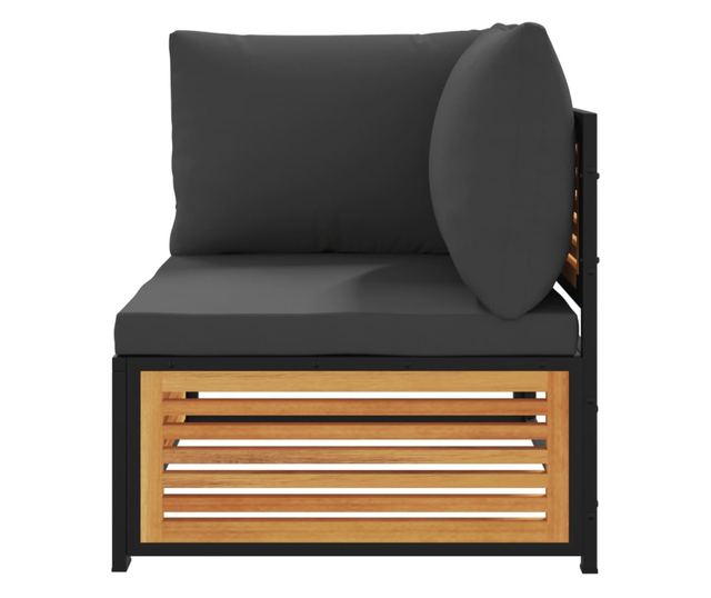 Градински комплект дивани с възглавници от 2 части акация масив