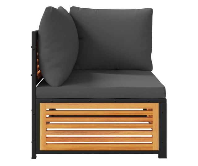 Градински комплект дивани с възглавници от 2 части акация масив